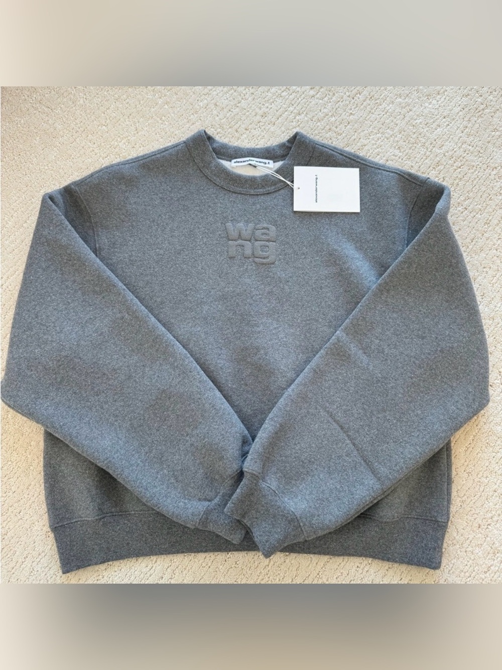 NWT Alexander Wang Gray Crewneck Sweatshirt with Embroidered 'wang' Logo